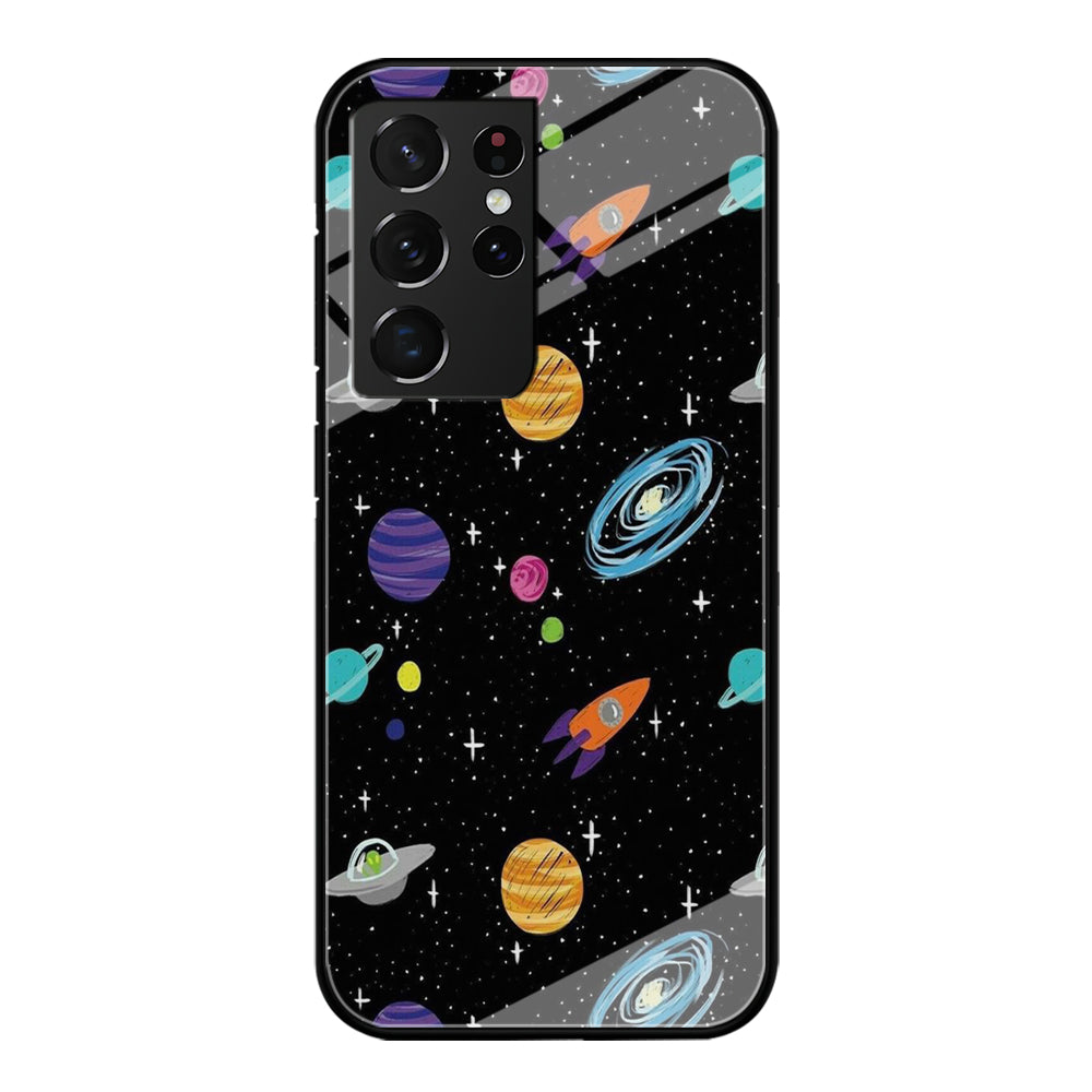 Space Pattern 003 Samsung Galaxy S21 Ultra Case-Phone Case-Tempered Glass Case-Altracase