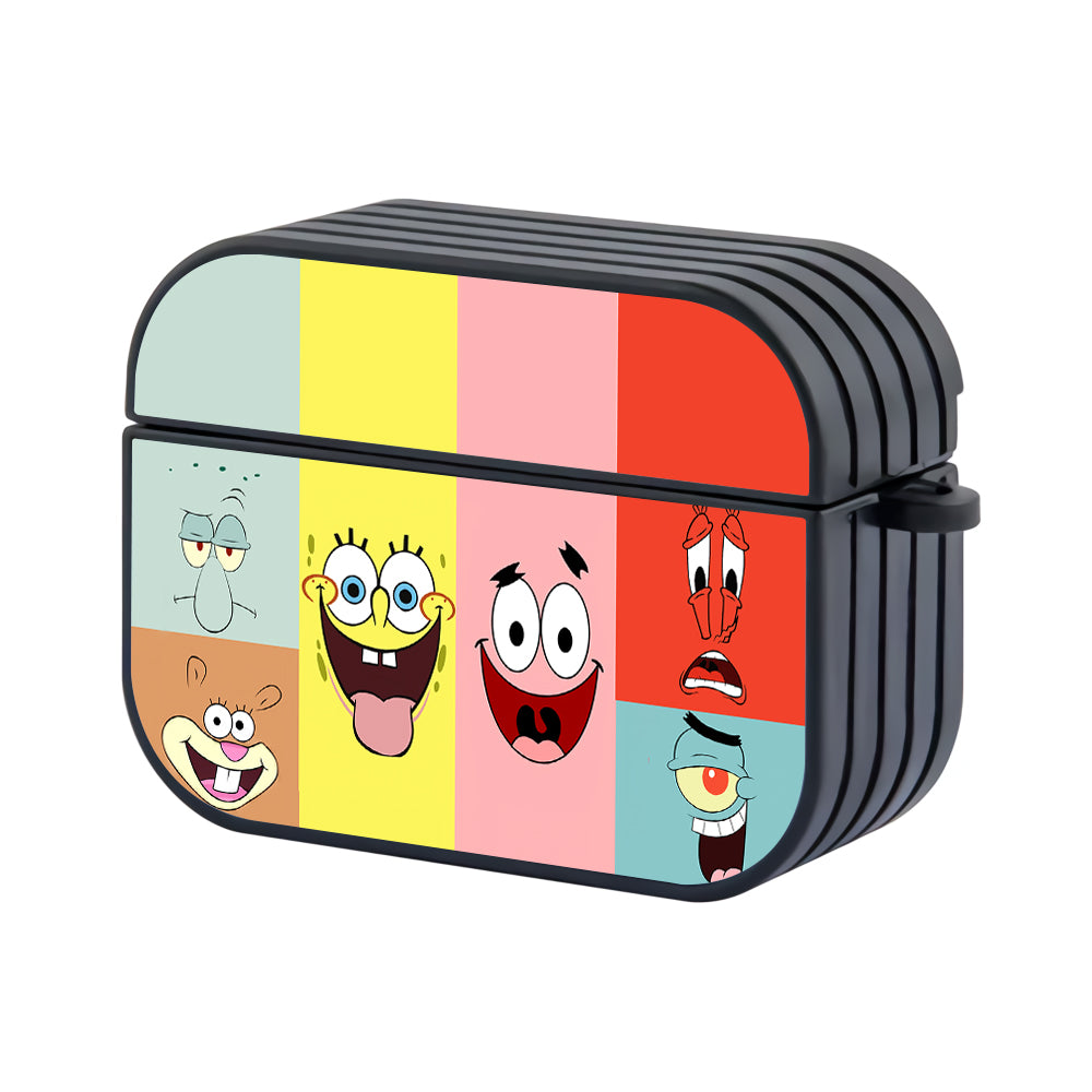 SpongeBob and Friends Faces Hard Plastic Case Cover For Apple Airpods Pro