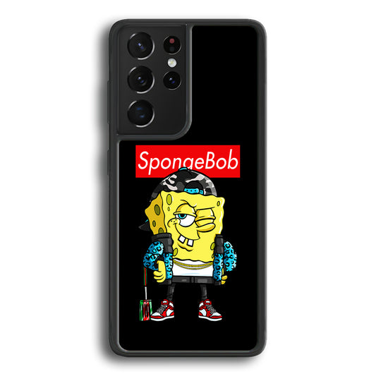 Spongebob Hypebeast Samsung Galaxy S21 Ultra Case-Phone Case-Rubber Black (2D Case)-Altracase