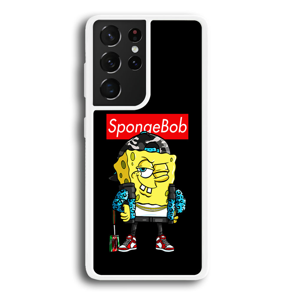 Spongebob Hypebeast Samsung Galaxy S21 Ultra Case-Phone Case-Rubber White (2D Case)-Altracase