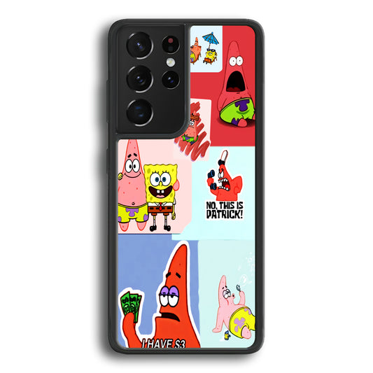 Spongebob Patrick Aesthetic Samsung Galaxy S21 Ultra Case-Phone Case-Rubber Black (2D Case)-Altracase