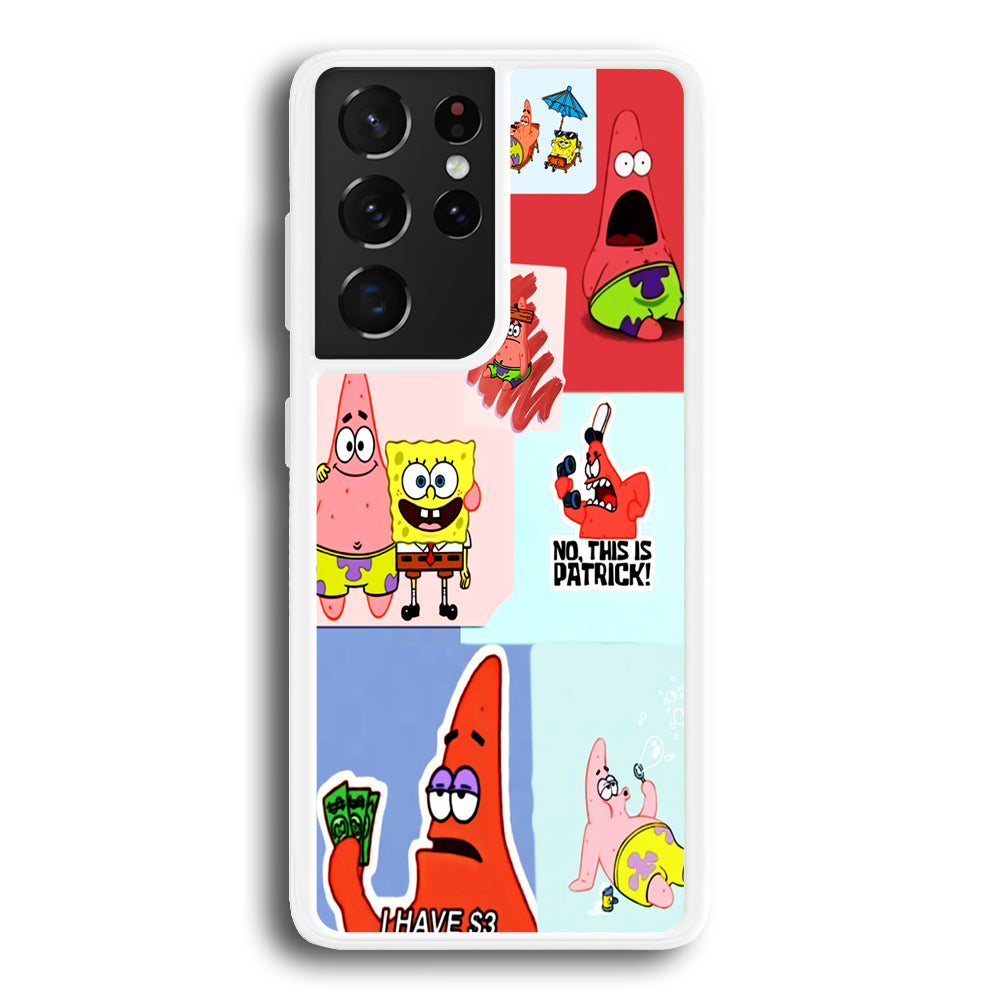 Spongebob Patrick Aesthetic Samsung Galaxy S21 Ultra Case-Phone Case-Rubber White (2D Case)-Altracase