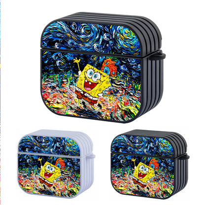 Spongebob Starry Night Art Hard Plastic Case Cover For Apple Airpods 3