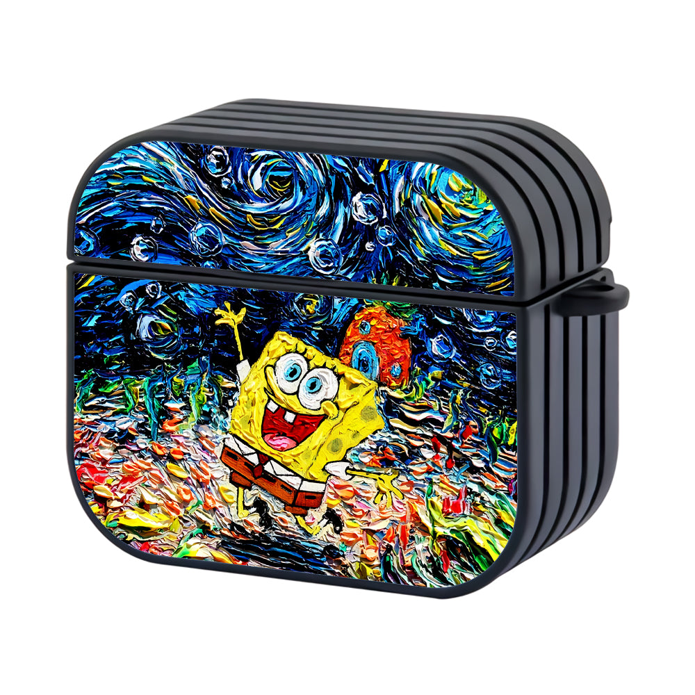 Spongebob Starry Night Art Hard Plastic Case Cover For Apple Airpods 3