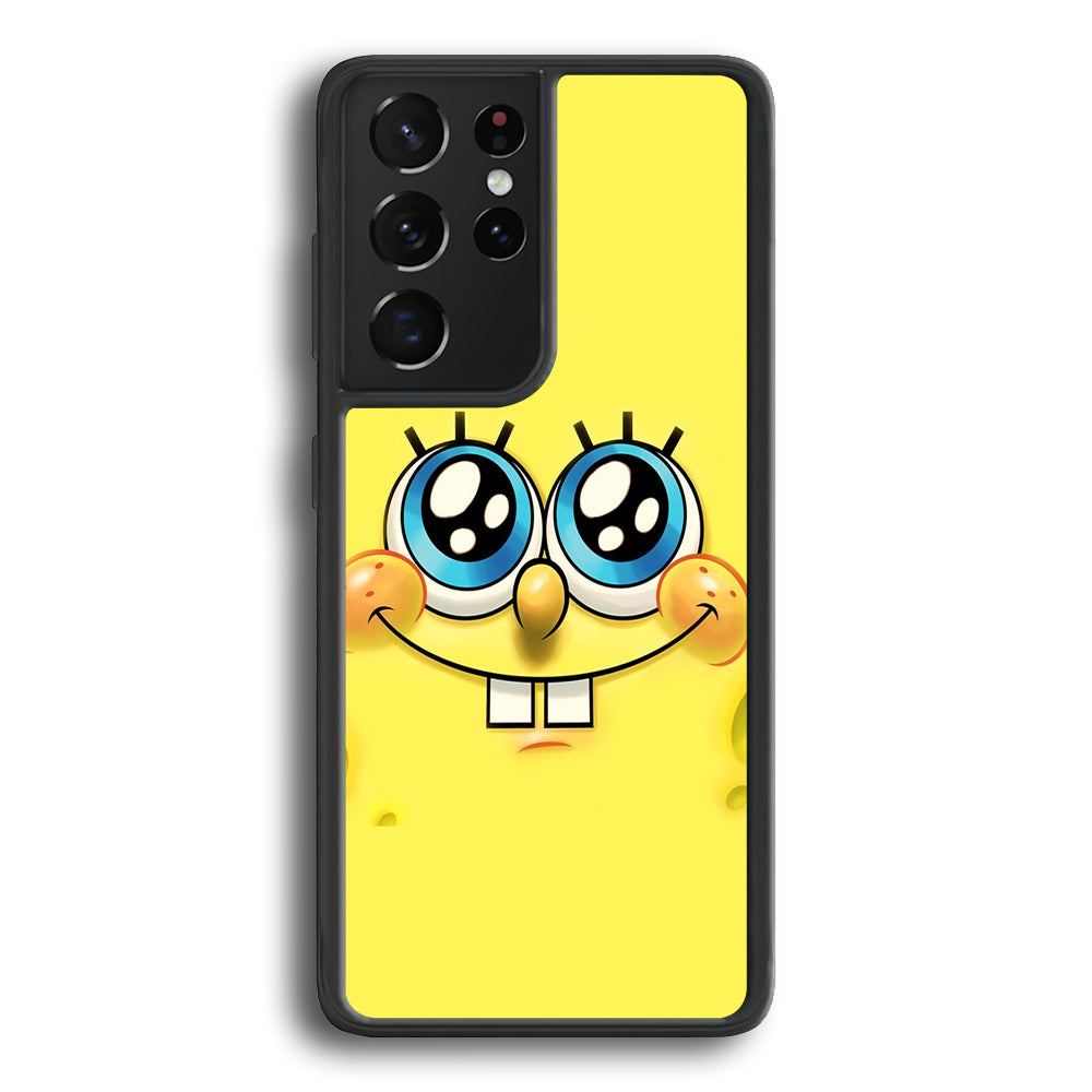 Spongebob's smiling face Samsung Galaxy S21 Ultra Case-Phone Case-Rubber Black (2D Case)-Altracase