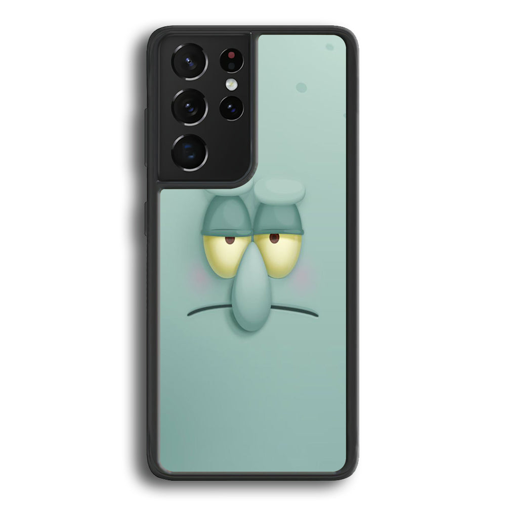 Squidward Tentacles Face Samsung Galaxy S21 Ultra Case-Phone Case-Rubber Black (2D Case)-Altracase