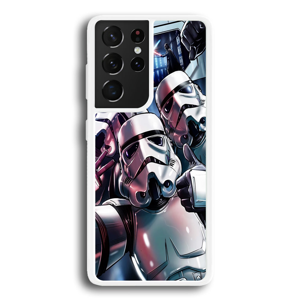 Star Wars Stormtrooper Selfie Samsung Galaxy S21 Ultra Case-Phone Case-Rubber White (2D Case)-Altracase