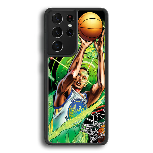 Stephen Curry Jump Art Samsung Galaxy S21 Ultra Case-Phone Case-Rubber Black (2D Case)-Altracase