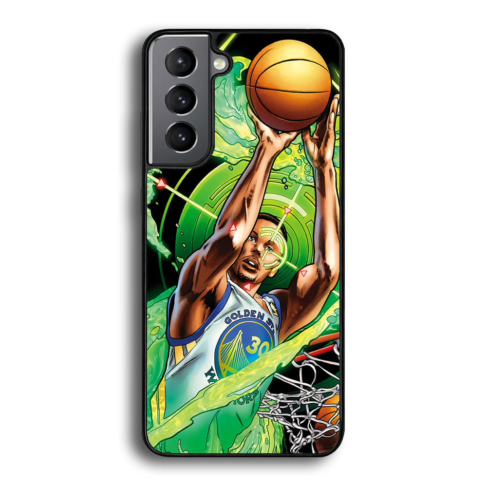 Stephen Curry Jump Art Samsung Galaxy S24 Plus Case-Phone Case-Rubber Black (2D Case)-Altracase