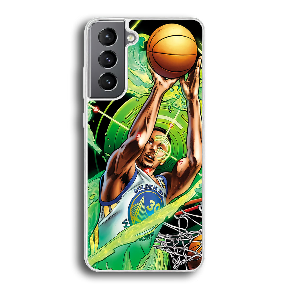 Stephen Curry Jump Art Samsung Galaxy S24 Plus Case-Phone Case-Rubber White (2D Case)-Altracase