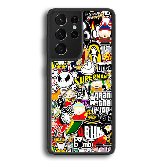 Sticker Collection Image Samsung Galaxy S21 Ultra Case-Phone Case-Rubber Black (2D Case)-Altracase