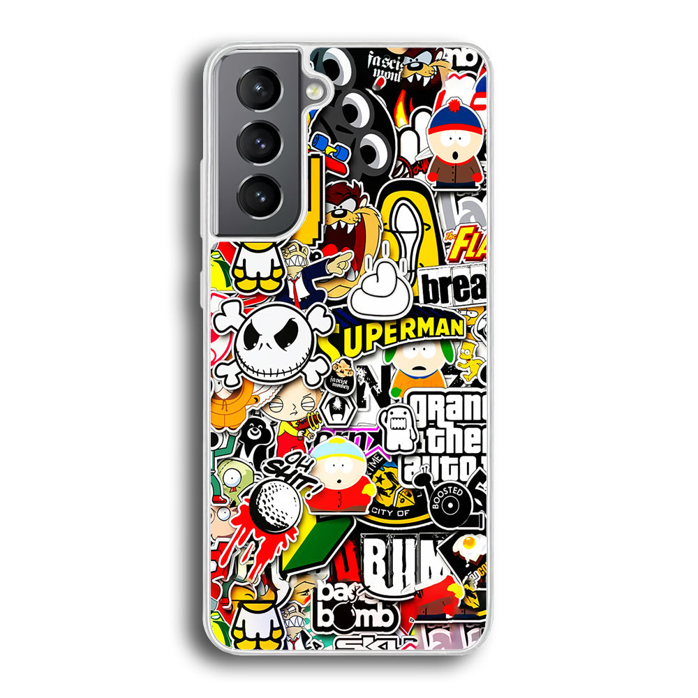 Sticker Collection Image Samsung Galaxy S24 Plus Case-Phone Case-Rubber White (2D Case)-Altracase