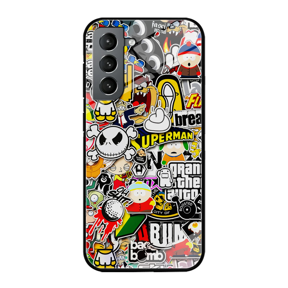 Sticker Collection Image Samsung Galaxy S24 Plus Case-Phone Case-Tempered Glass Case-Altracase