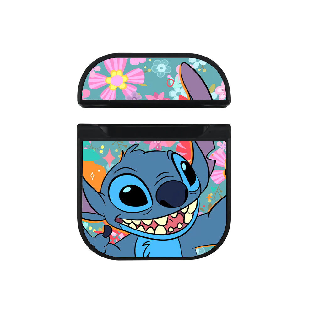 Stitch Happy with a Smile Apple AirPods Case-AirPod Case-Black-Altracase