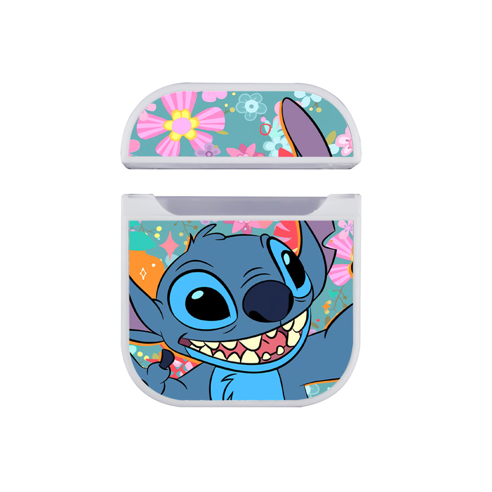 Stitch Happy with a Smile Apple AirPods Case-AirPod Case-White-Altracase