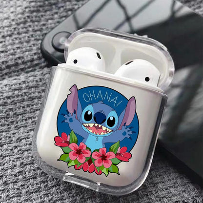 Stitch Ohana Hard Plastic Protective Clear Case Cover For Apple Airpods-AirPod Case-Altracase