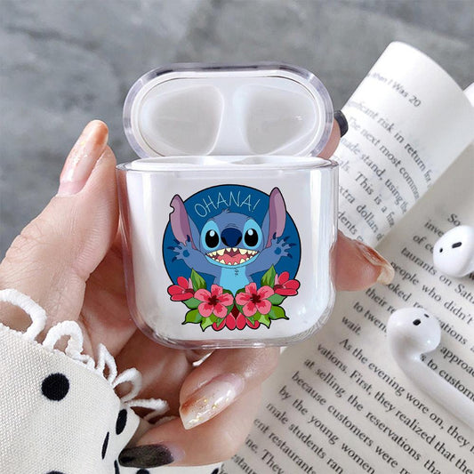 Stitch Ohana Hard Plastic Protective Clear Case Cover For Apple Airpods-AirPod Case-Altracase