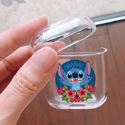 Stitch Ohana Hard Plastic Protective Clear Case Cover For Apple Airpods-AirPod Case-Altracase