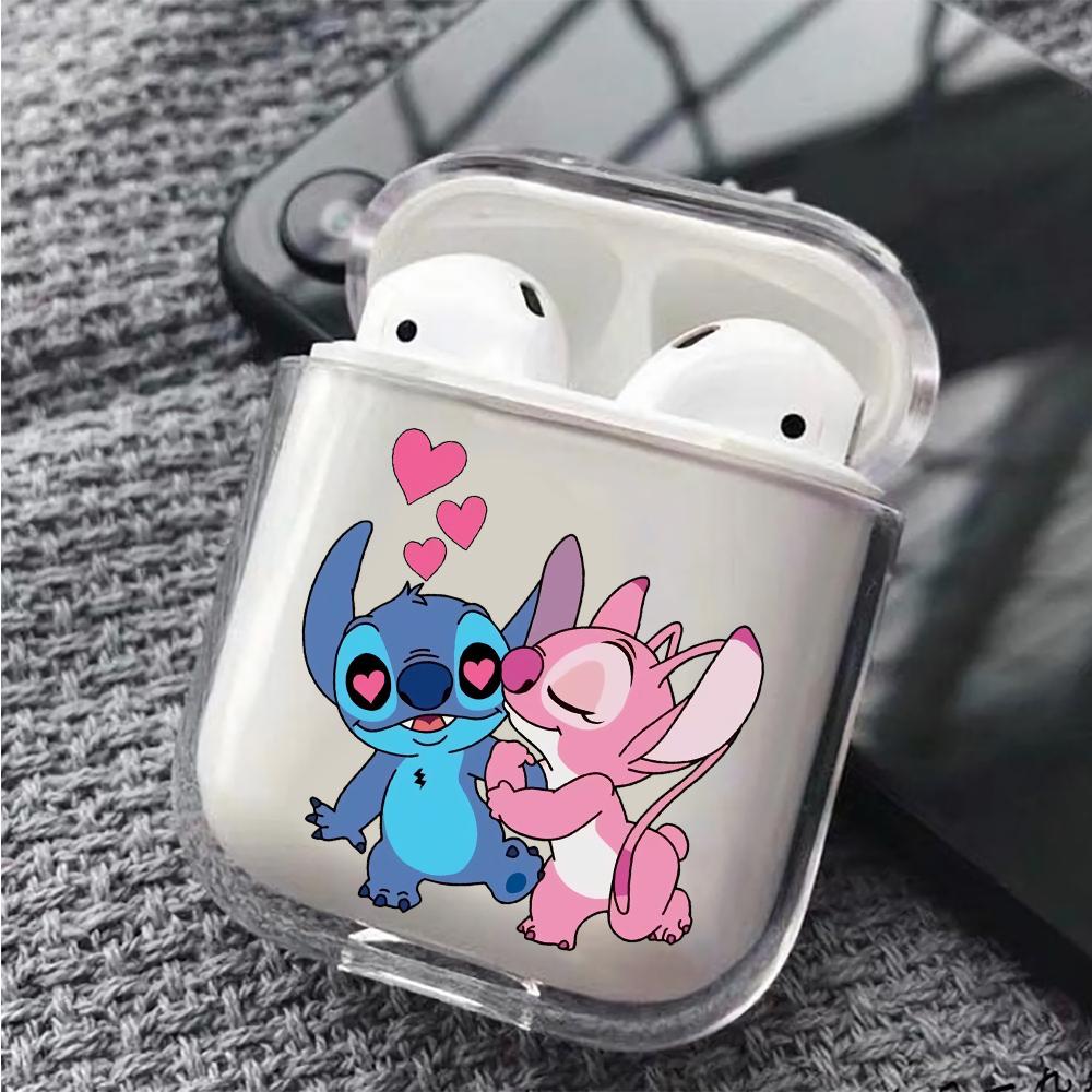 Stitch Couple Hard Plastic Protective Clear Case Cover For Apple Airpods-AirPod Case-Altracase