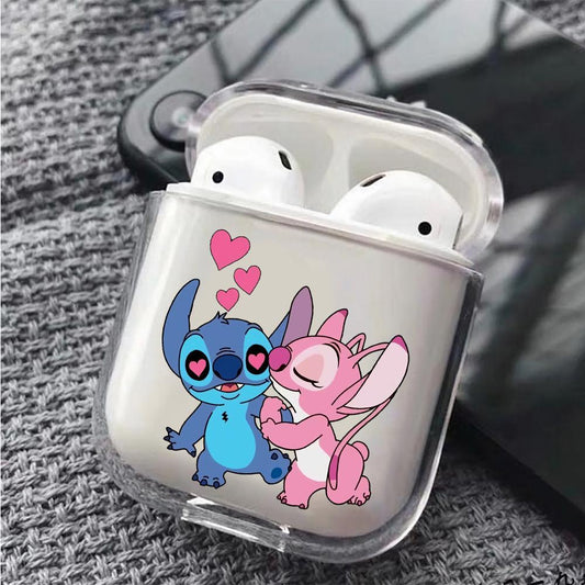 Stitch Couple Hard Plastic Protective Clear Case Cover For Apple Airpods-AirPod Case-Altracase