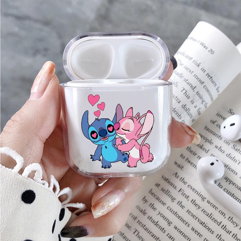 Stitch Couple Hard Plastic Protective Clear Case Cover For Apple Airpods-AirPod Case-Altracase