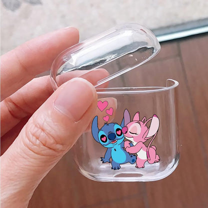 Stitch Couple Hard Plastic Protective Clear Case Cover For Apple Airpods-AirPod Case-Altracase