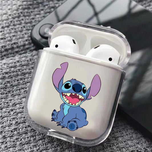 Stitch Smiled Hard Plastic Protective Clear Case Cover For Apple Airpods-AirPod Case-Altracase