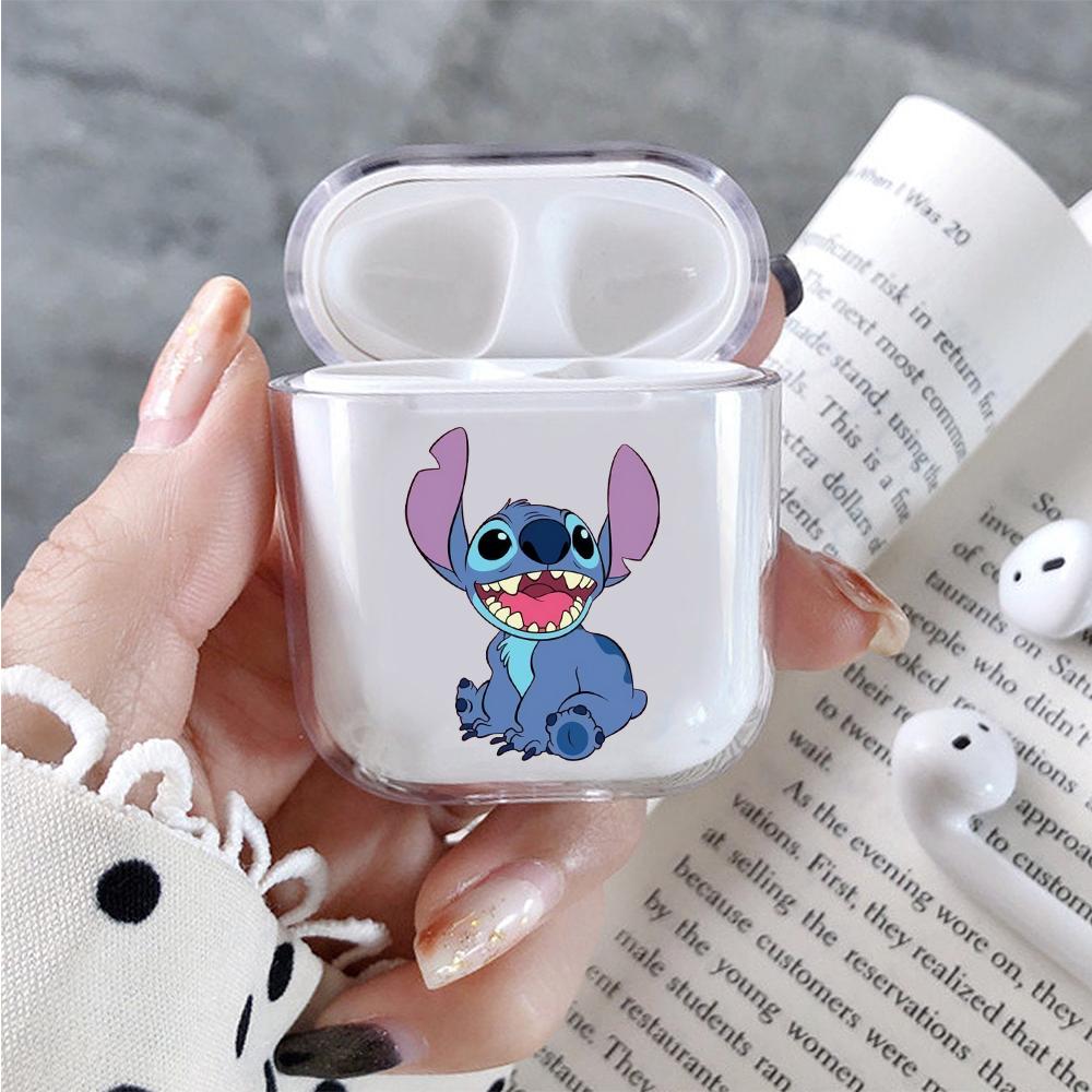 Stitch Smiled Hard Plastic Protective Clear Case Cover For Apple Airpods-AirPod Case-Altracase