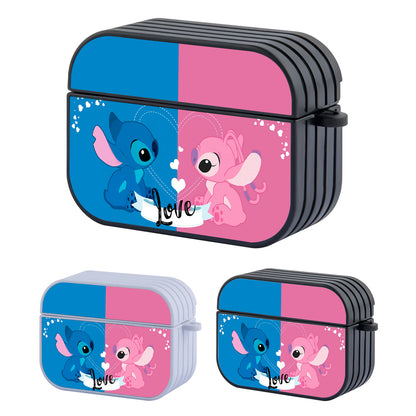 Stitch and Angel Falling in Love Hard Plastic Case Cover For Apple Airpods Pro