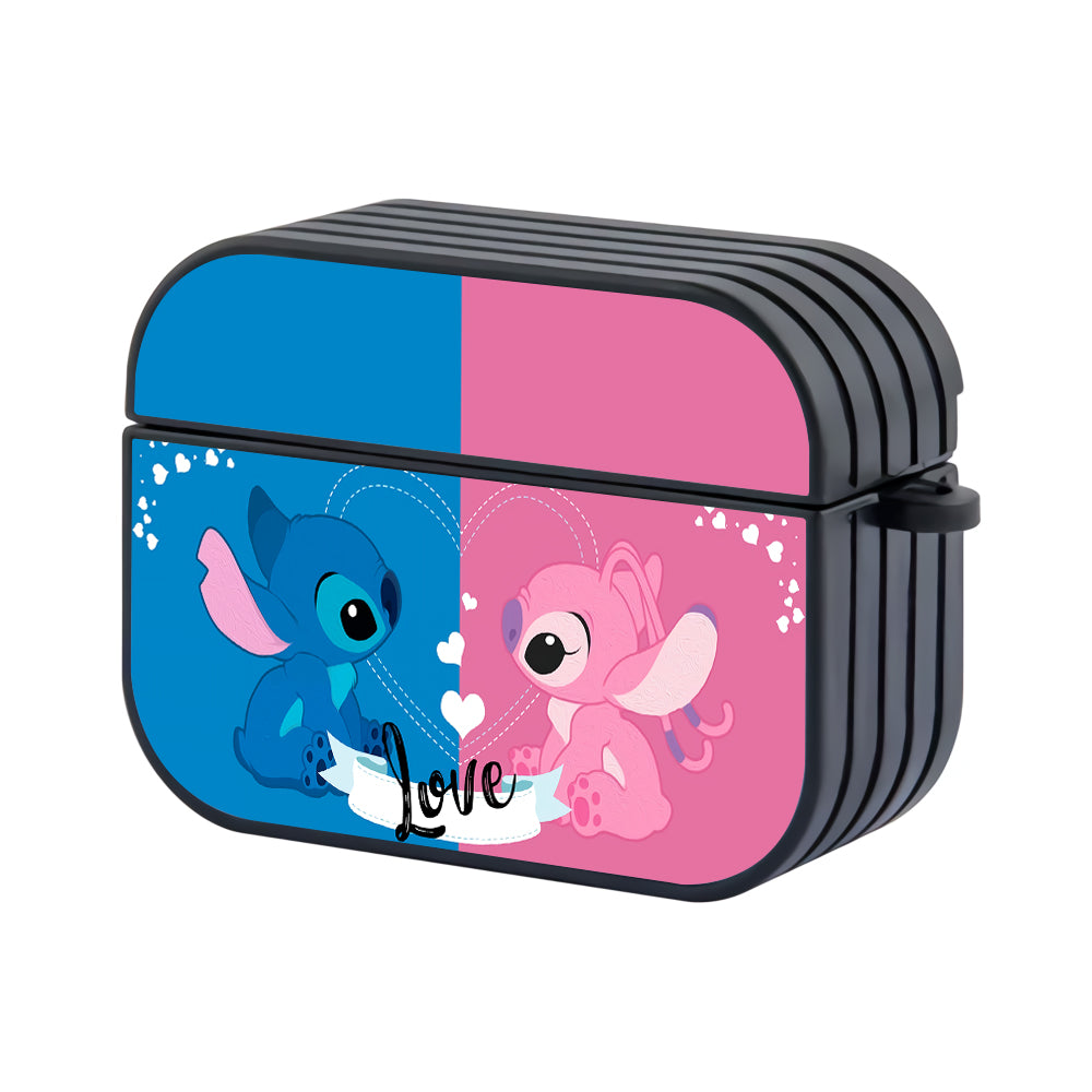 Stitch and Angel Falling in Love Hard Plastic Case Cover For Apple Airpods Pro