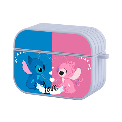 Stitch and Angel Falling in Love Hard Plastic Case Cover For Apple Airpods Pro