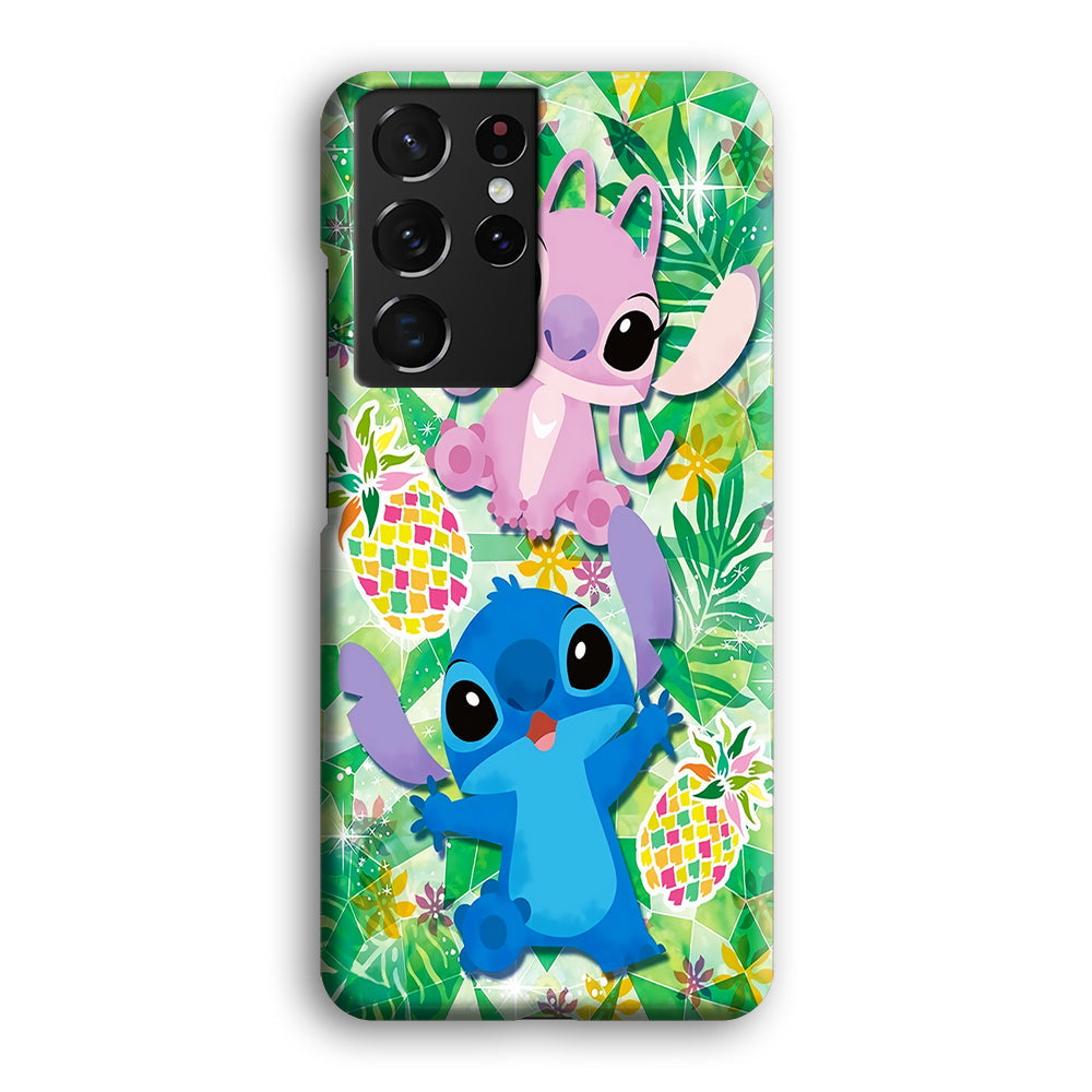 Stitch and Angel Fruit Samsung Galaxy S22 Ultra Case