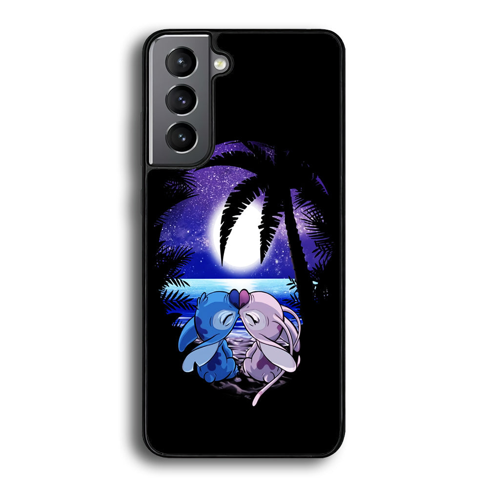 Stitch and Angel Kissing Samsung Galaxy S24 Plus Case-Phone Case-Rubber Black (2D Case)-Altracase
