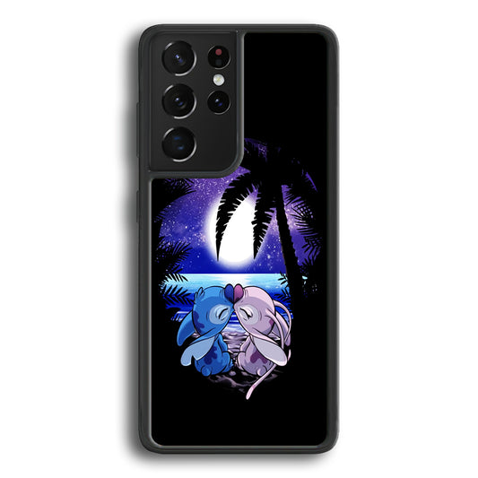 Stitch and Angel Kissing Samsung Galaxy S21 Ultra Case-Phone Case-Rubber Black (2D Case)-Altracase