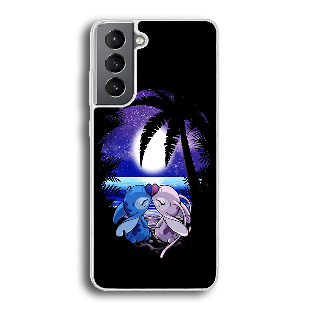 Stitch and Angel Kissing Samsung Galaxy S24 Plus Case-Phone Case-Rubber White (2D Case)-Altracase