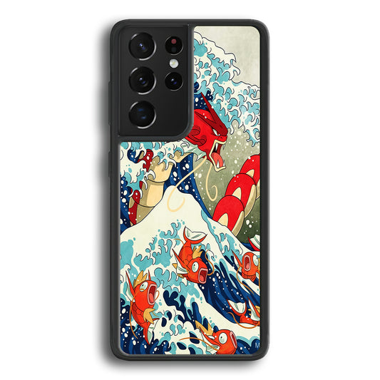 The Great Wave Gyarados Samsung Galaxy S21 Ultra Case-Phone Case-Rubber Black (2D Case)-Altracase