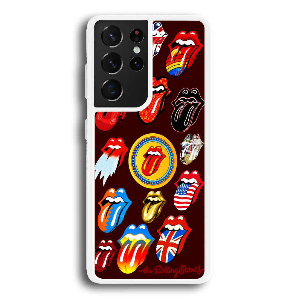 The Rolling Stones Art Samsung Galaxy S21 Ultra Case-Phone Case-Rubber White (2D Case)-Altracase