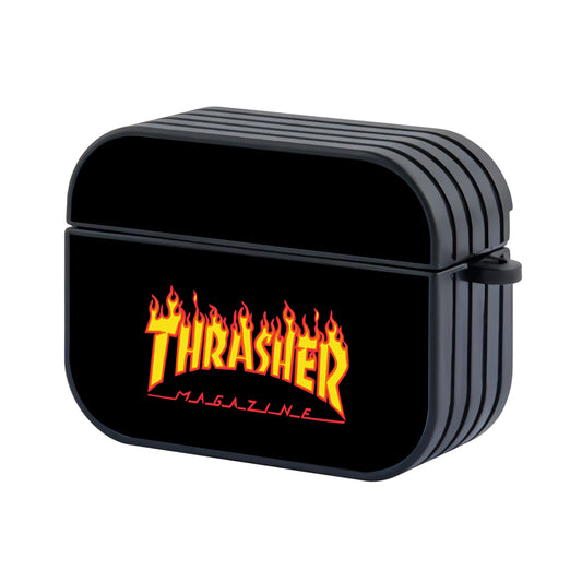 Thrasher Magazine Black Simple Fire Apple Airpods Pro Case - Altracase