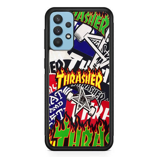 Thrasher Sticker Flat Samsung Galaxy A32 Case-Mobile Phone Case-Rubber Black (2D Case)-Altracase