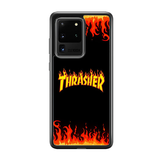 Thrasher in Fire Samsung Galaxy S20 Ultra Case-Mobile Phone Case-Rubber Black (2D Case)-Altracase