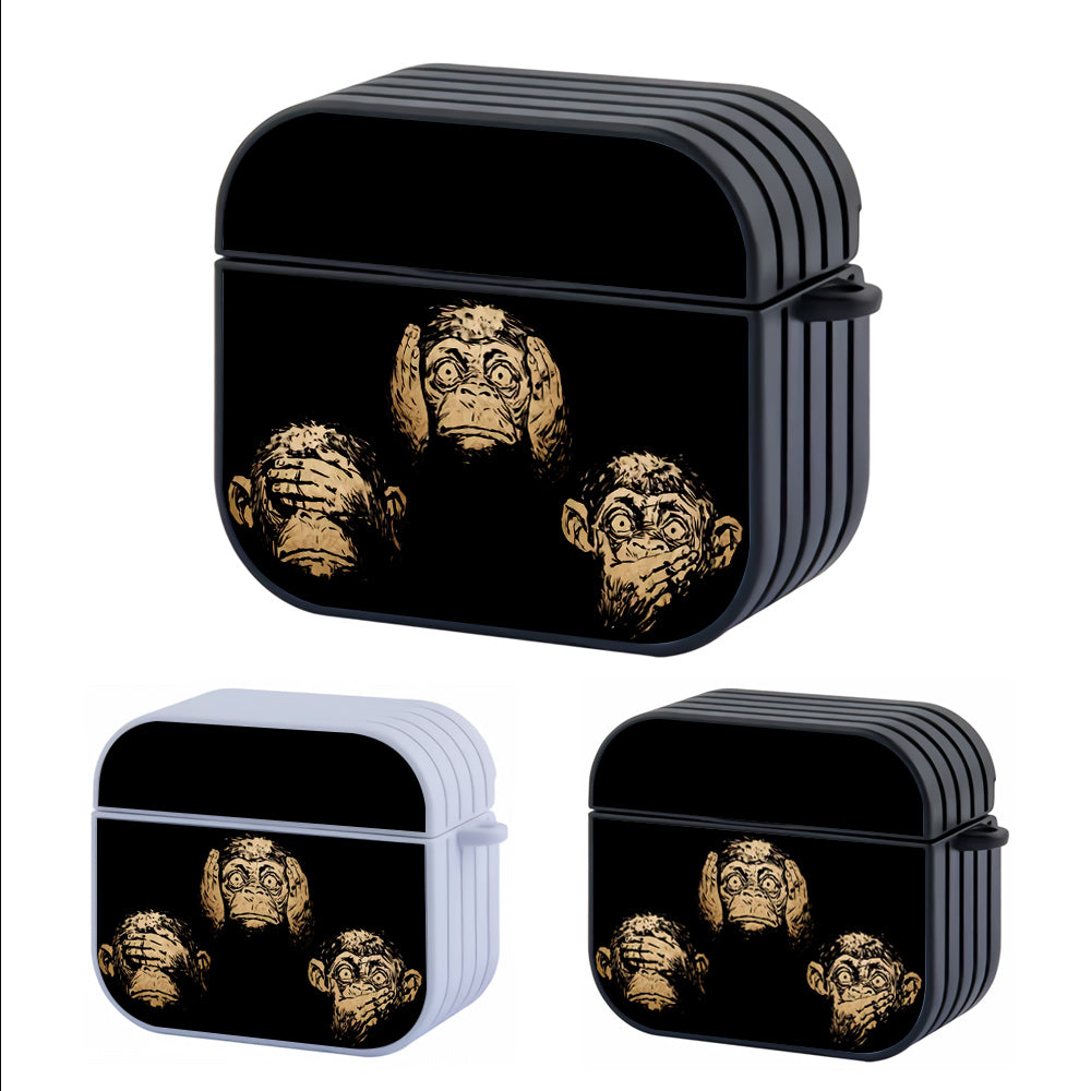 Three Wise Monkeys Hard Plastic Case Cover For Apple Airpods 3