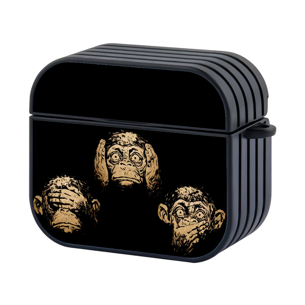 Three Wise Monkeys Hard Plastic Case Cover For Apple Airpods 3