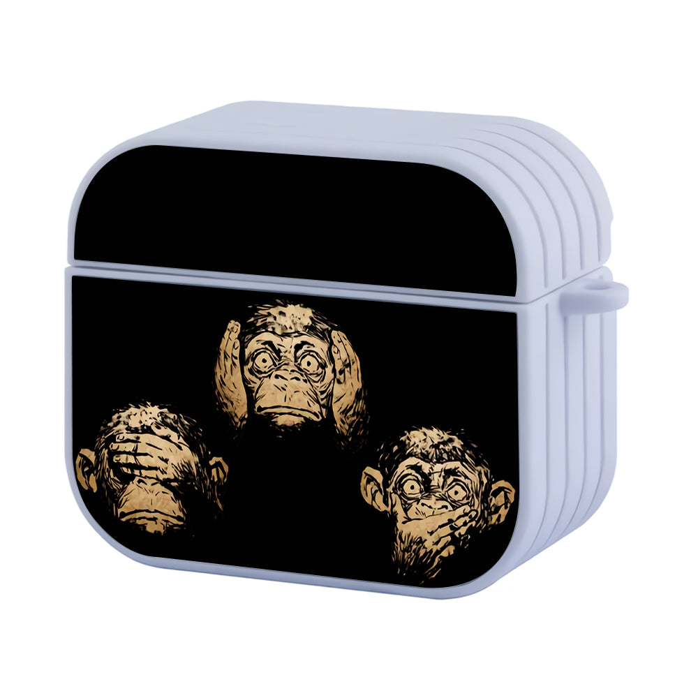 Three Wise Monkeys Hard Plastic Case Cover For Apple Airpods 3