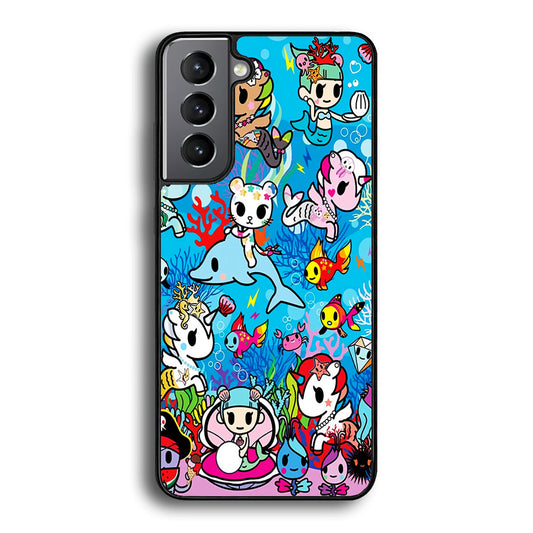 Tokidoki Sea Unicorn Samsung Galaxy S22 Plus Case-Phone Case-Rubber Black (2D Case)-Altracase