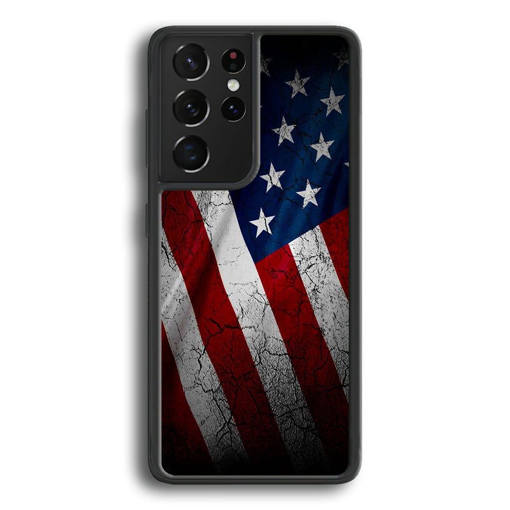 USA Flag 001 Samsung Galaxy S21 Ultra Case-Phone Case-Rubber Black (2D Case)-Altracase