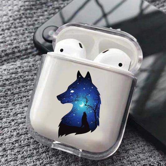 Wolf Silhouette Hard Plastic Protective Clear Case Cover For Apple Airpods-AirPod Case-Altracase