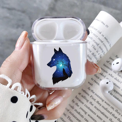 Wolf Silhouette Hard Plastic Protective Clear Case Cover For Apple Airpods-AirPod Case-Altracase