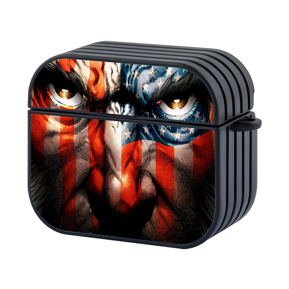 Wolverine USA Flag Tattoo Hard Plastic Case Cover For Apple Airpods 3