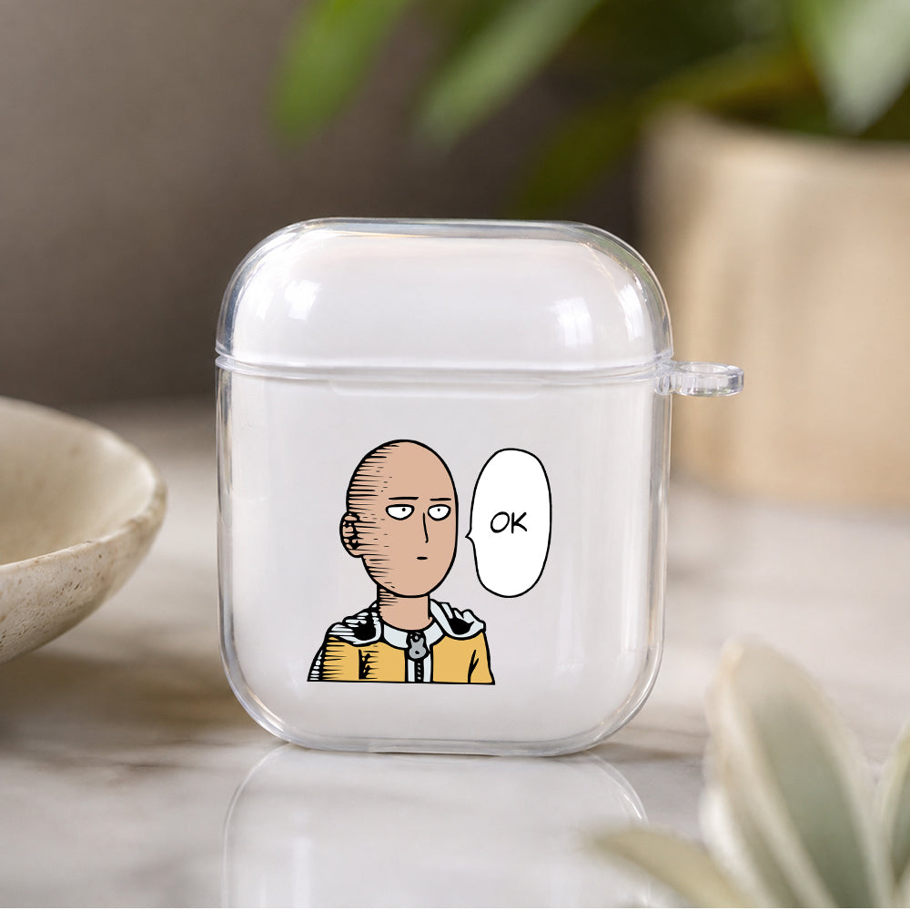 Saitama One Punch Man Protective Clear Case Cover For Apple Airpods | Soft Silicone AirPods 1 / 2 Case | Protective Cover