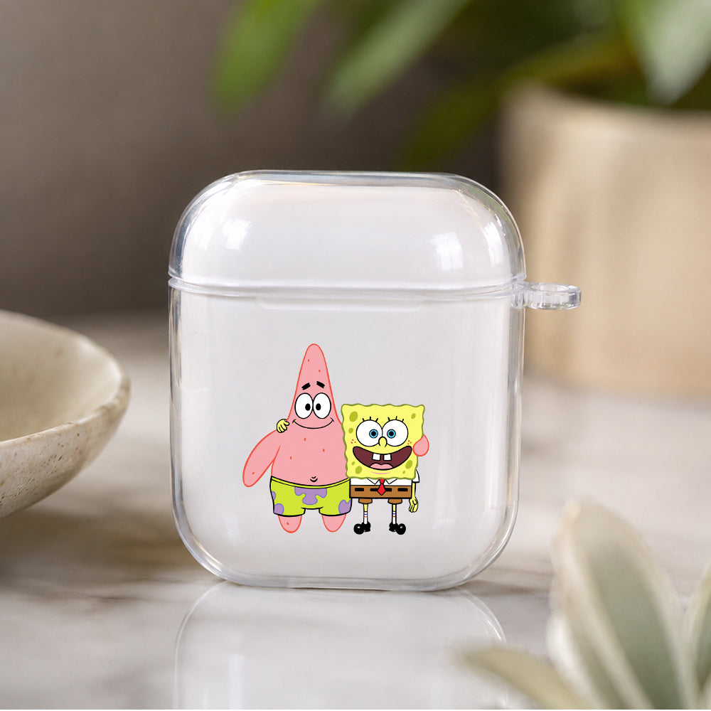 SpongeBob and Patrick Best Friend Protective Clear Case Cover For Apple Airpods | Soft Silicone AirPods 1 / 2 Case | Protective Cover